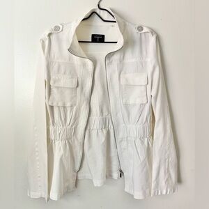 Tahari Stand-Collar Linen Blend Zip-Up Jacket